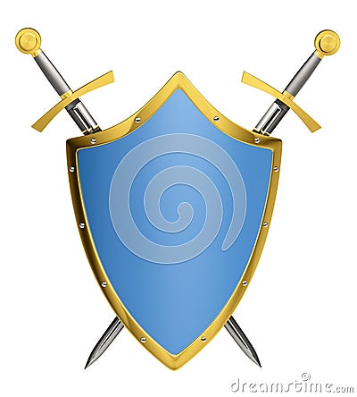 Crossed swords and shield Stock Photo