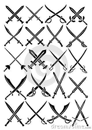 Crossed Swords Vector Collection in White Backgrou Vector Illustration