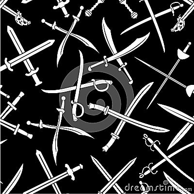 Crossed Swords Vector Seamless Pattern Vector Illustration