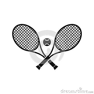 Crossed tennis rackets and ball icon, simple style Vector Illustration