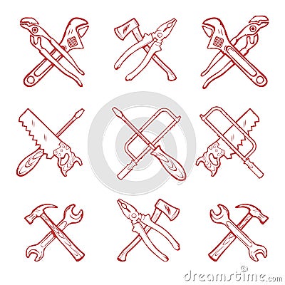 Crossed work tools vector Vector Illustration