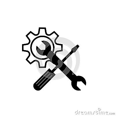 Crossed wrench and screwdriver Vector Illustration