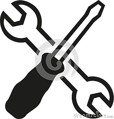 Crossed wrench screwdriver Vector Illustration