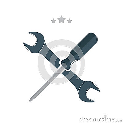 Crossed wrench and screwdriver Vector Illustration