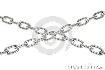 Crossed x chains isolated on white background Stock Photo