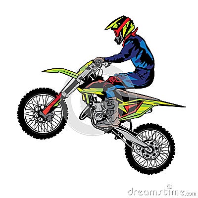 Motocross racing vector illustration in retro vintage design Vector Illustration