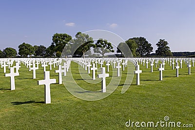 Crosses on graves at Margraten War Cemetery Editorial Stock Photo