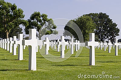 Crosses on graves at Margraten War Cemetery Editorial Stock Photo