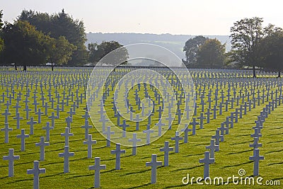 Crosses and Star of David, American Cemetery, Belgium Stock Photo