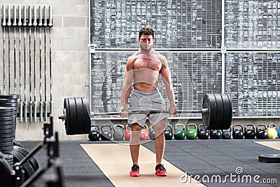 Crossfit athlete doing a deadlift Stock Photo