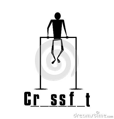 Crossfit `hangman game` funny print. Vector Illustration