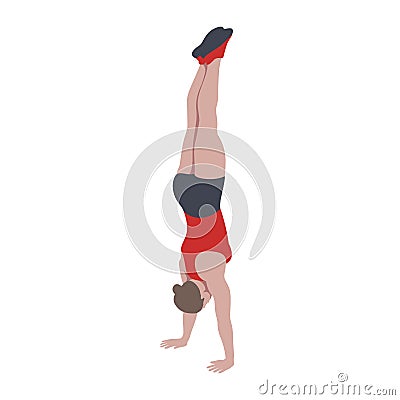 CrossFit workout training for open games championship. Sport girl training handstand walking gymnastic, athletic exercise in the g Vector Illustration