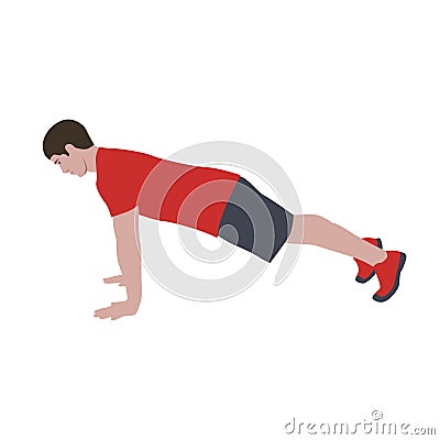 CrossFit workout training for open games championship. Sport man training push ups, plank hold and burpee exercise in the gym for Vector Illustration