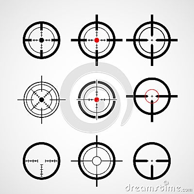 Crosshair (gun sight), target icons Vector Illustration