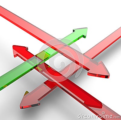 Crossing arrows green red 2 Stock Photo