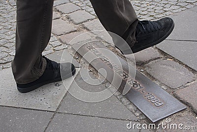 Crossing the Berlin Wall (Berliner Mauer) Stock Photo