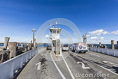 Crossing the canal at Peconic river with the south ferry at Sterling Editorial Stock Photo