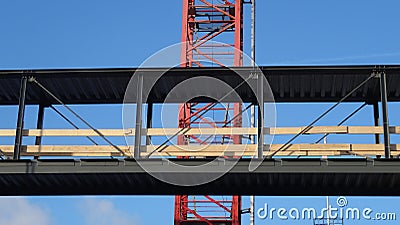 Crossing lines on building site Stock Photo