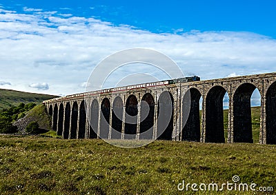 Crossing Ribblehead Viaduct, North Yorkshire, UK. Stock Photo