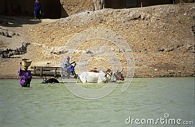 Crossing the river, Bani River, Mali Editorial Stock Photo