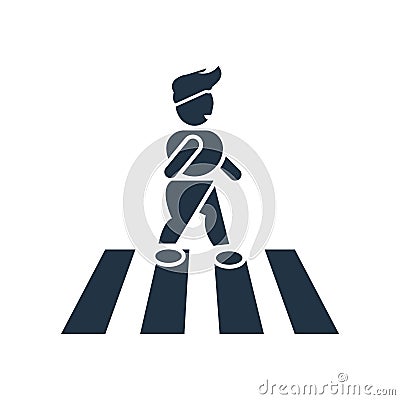 crossing street icon vector isolated on white background, crossing street sign Vector Illustration