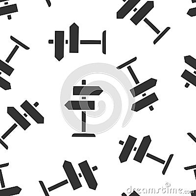 Crossroad signpost icon in flat style. Road direction vector illustration on white isolated background. Roadsign seamless pattern Vector Illustration