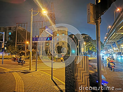 Crossroads in Baode road and Gonghexin road Shanghai China Editorial Stock Photo