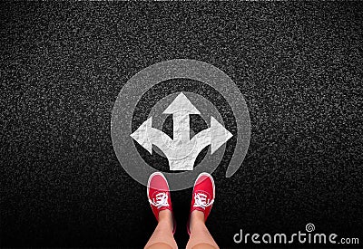 At a crossroads - Decisions and choices concept Stock Photo