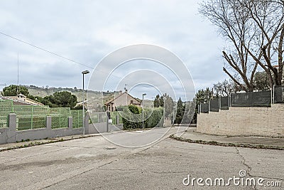 A crossroads in a lonely urbanization Stock Photo