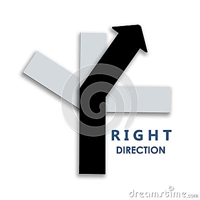 Crossroads showing four different ways with with right arrow dir Stock Photo