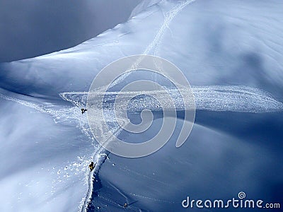 Crossroads in the snow Stock Photo