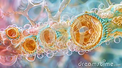 Crosssection of a plant stem revealing layers of cells and xylem vessels responsible for transporting water and Stock Photo