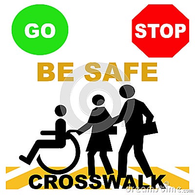 Crosswalk safety Cartoon Illustration