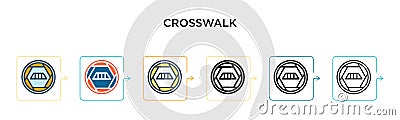 Crosswalk signal of triangular vector icon in 6 different modern styles. Black, two colored crosswalk signal of triangular icons Vector Illustration
