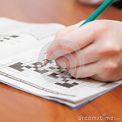 Crossword puzzle close-up Stock Photo