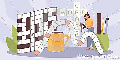 Crossword Sudoku Flat Composition Vector Illustration