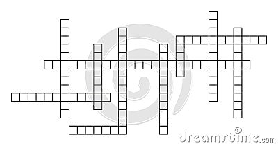 Crossword template. Crossword puzzle isolated on white background. Black grid for quiz game. Cross words for newspaper. Empty Vector Illustration