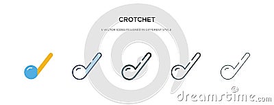 Crotchet icon in different style vector illustration. two colored and black crotchet vector icons designed in filled, outline, Vector Illustration