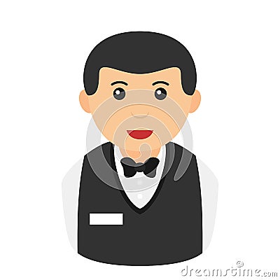 Croupier Avatar Flat Icon Isolated on White Vector Illustration