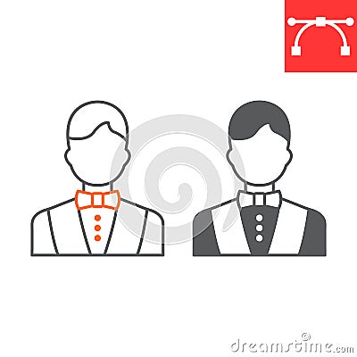 Croupier line and glyph icon Vector Illustration