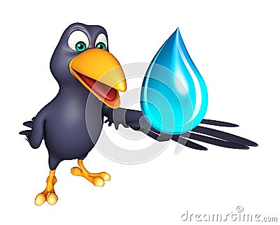 Crow cartoon character with water drop Cartoon Illustration