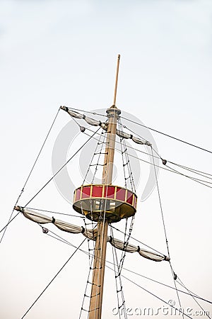 Crow, Crows Nest, Pirate Ship Stock Photo