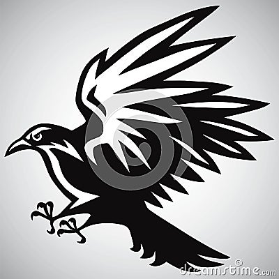 Crow Logo Black and White Vector Vector Illustration