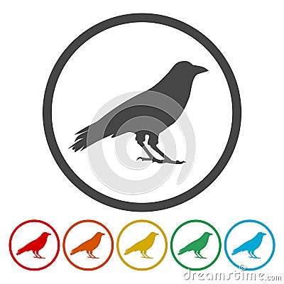 Crow vector illustration design, Crow circle silhouette Vector Illustration