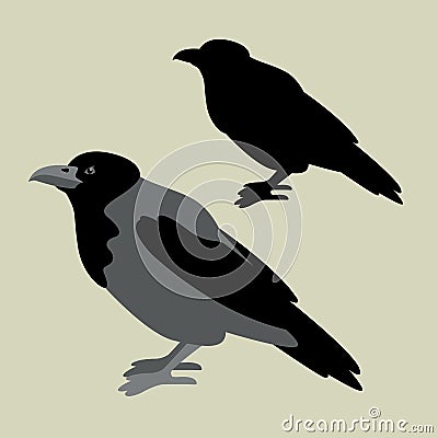 Crow vector illustration style Flat set Vector Illustration