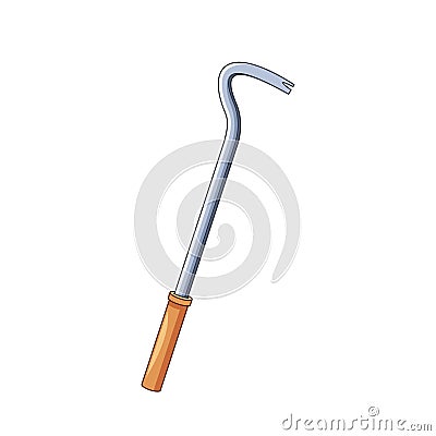 Crowbar Versatile Hand Tool With A Flat, Prying End For Leveraging And A Curved End For Pulling. Isolated Nail Puller Vector Illustration