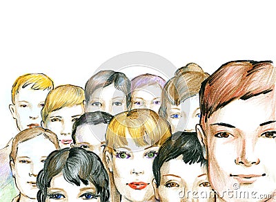 Crowd Cartoon Illustration