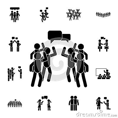 Crowd arguing flat vector icon in People talk pack Stock Photo