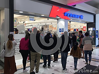 Crowd of Australian people entering Kmart store Editorial Stock Photo