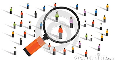 Crowd behaviors measuring social sampling statistics experiment population research of society Vector Illustration